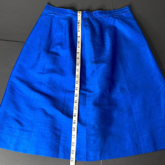 Vintage Custom Made Blue Raw Silk Jacket and Skirt Suit - Picture 7 of 17